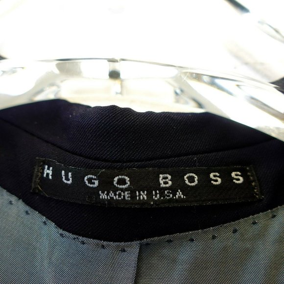 $543 HUGO BOSS USA Men's Wool Black Blazer 42 SMALL Coat Notched Single Breasted - Picture 3 of 11
